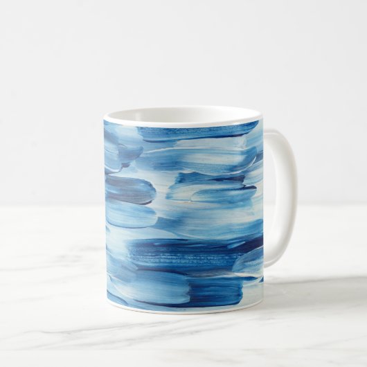 Blaues gefrorenes Pinselstrich. Navy Winter nautic Kaffeetasse (VorderseiteRechts)
