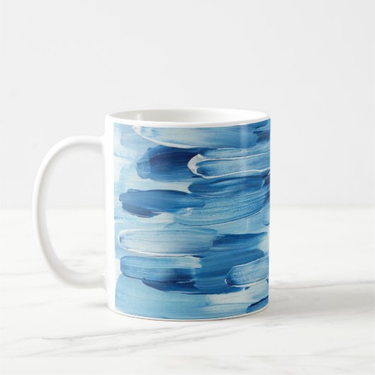 Blaues gefrorenes Pinselstrich. Navy Winter nautic Kaffeetasse (Links)