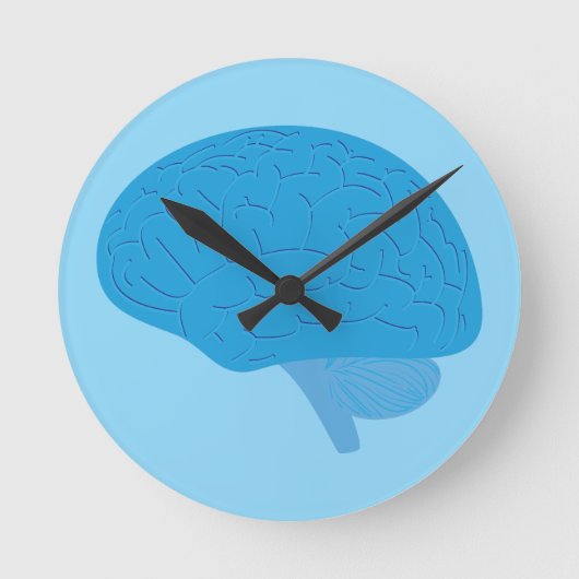Blaues Gehirn Runde Wanduhr (Vorderseite)