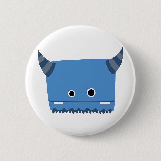 Blaues gehörntes Monster Button (Vorderseite)