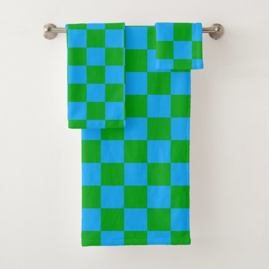 Blaues Gelb-Karo-Muster Badhandtuch Set (Insitu)