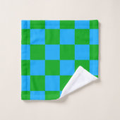 Blaues Gelb-Karo-Muster Badhandtuch Set (Waschlappen)