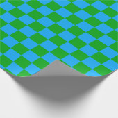 Blaues Gelb-Karo-Muster Geschenkpapier (Ecke)