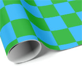 Blaues Gelb-Karo-Muster Geschenkpapier (Rolleneckpunkt)
