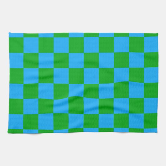 Blaues Gelb-Karo-Muster Geschirrtuch (Horizontal)