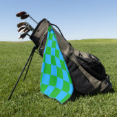 Blaues Gelb-Karo-Muster Golfhandtuch (Gras)
