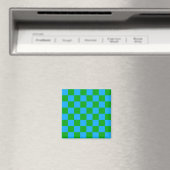 Blaues Gelb-Karo-Muster Magnet (In Situ (Geschirrspüler))