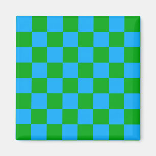 Blaues Gelb-Karo-Muster Magnet