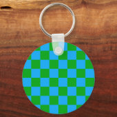 Blaues Gelb-Karo-Muster Schlüsselanhänger (Rückseite)
