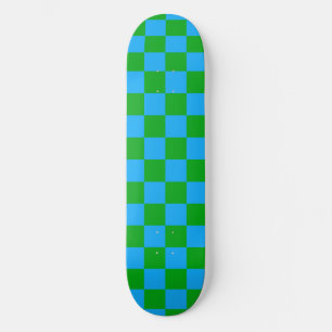 Blaues Gelb-Karo-Muster Skateboard