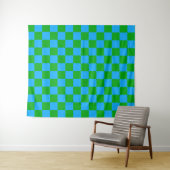 Blaues Gelb-Karo-Muster Wandteppich (Beispiel (Horizontal))