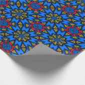 Blaues gelbes afrikanisches Stammesmuster Geschenkpapier (Ecke)