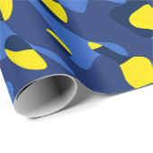 Blaues gelbes Camouflage-Druckmuster Geschenkpapier (Rolleneckpunkt)