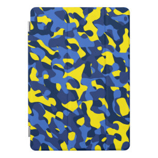 Blaues gelbes Camouflage-Druckmuster iPad Pro Cover