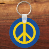 Blaues gelbes Friedenssymbol in der Ukraine Flagge Schlüsselanhänger (Vorderseite)