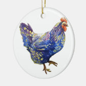 Blaues gelbes Huhn-Aquarell malend dekorativ Keramik Ornament (Links)