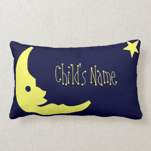 Blaues, gelbes Kinderkissen mit personalisiertem N Lendenkissen