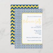 Blaues Gelbes Mittelmeer Brautparty Einladung (Vorne/Hinten)