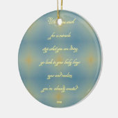 Blaues gelbes Muster "schuf ein Wunder-" Baby Keramik Ornament (Links)