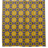 Blaues Gelbes Orange Talavera Tile Pattern Duschvorhang (Vorderseite)