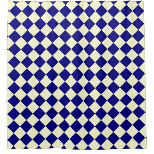 Blaues gelbes Schachbrett Diamantmuster Duschvorhang
