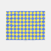 Blaues gelbes Schachbrett Diamantmuster Fleecedecke (Vorderseite (Horizontal))