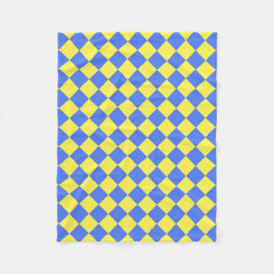 Blaues gelbes Schachbrett Diamantmuster Fleecedecke
