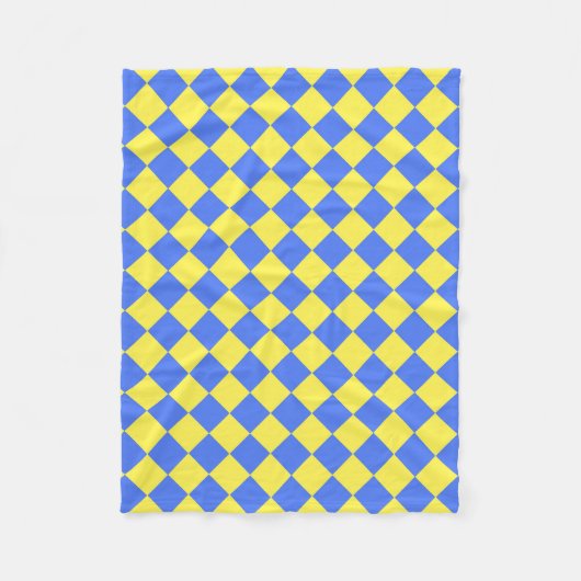 Blaues gelbes Schachbrett Diamantmuster Fleecedecke (Vorderseite)