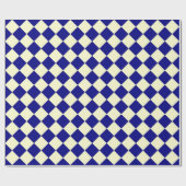 Blaues gelbes Schachbrett Diamantmuster Geschenkpapier (Flach)