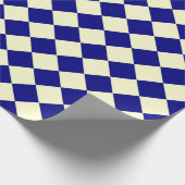 Blaues gelbes Schachbrett Diamantmuster Geschenkpapier (Ecke)
