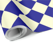 Blaues gelbes Schachbrett Diamantmuster Geschenkpapier (Rolleneckpunkt)
