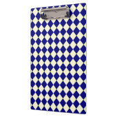 Blaues gelbes Schachbrett Diamantmuster Klemmbrett (Links)