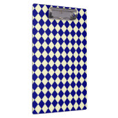 Blaues gelbes Schachbrett Diamantmuster Klemmbrett (Rechts)