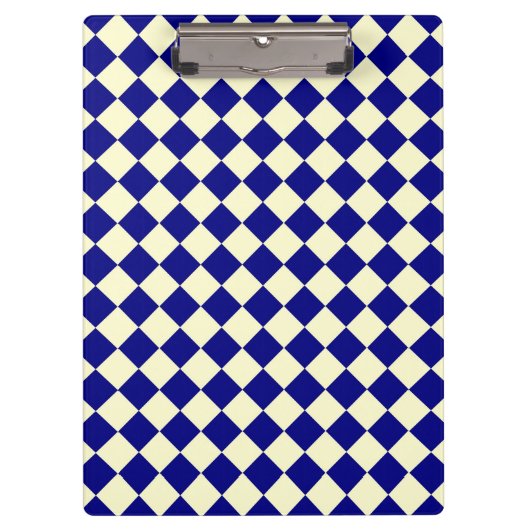 Blaues gelbes Schachbrett Diamantmuster Klemmbrett (Vorderseite)