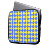 Blaues gelbes Schachbrett Diamantmuster Laptopschutzhülle (Vorderseite Links)