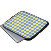 Blaues gelbes Schachbrett Diamantmuster Laptopschutzhülle (Vorne Knopf)