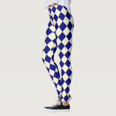 Blaues gelbes Schachbrett Diamantmuster Leggings (Links)