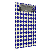 Blaues gelbes Schachbrett Diamantmuster Mini Klemmbrett (Schrägansicht)