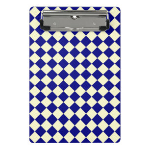 Blaues gelbes Schachbrett Diamantmuster Mini Klemmbrett