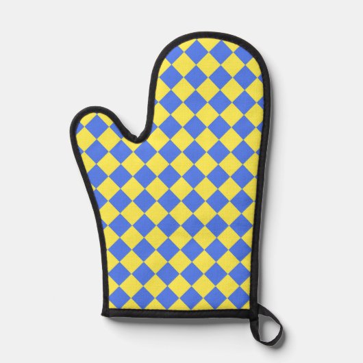 Blaues gelbes Schachbrett Diamantmuster Ofenhandschuh (Vorderseite)