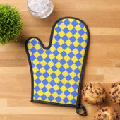 Blaues gelbes Schachbrett Diamantmuster Ofenhandschuh (Oben unten)