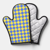 Blaues gelbes Schachbrett Diamantmuster Ofenhandschuh (Vorderseite/Rückseite)