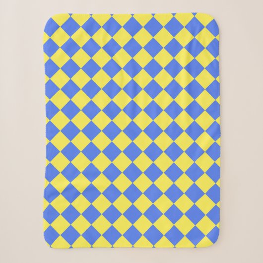 Blaues gelbes Schachbrett Diamantmuster Sherpadecke (Vorderseite)