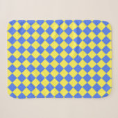 Blaues gelbes Schachbrett Diamantmuster Sherpadecke (Vorderseite (Horizontal))