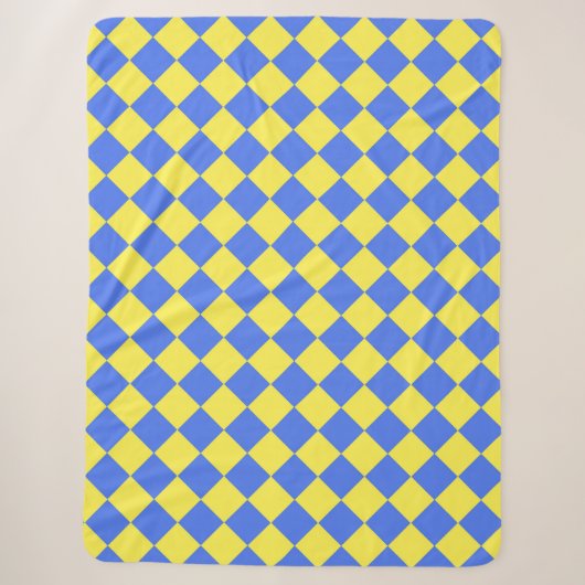 Blaues gelbes Schachbrett Diamantmuster Sherpadecke (Vorderseite)