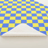 Blaues gelbes Schachbrett Diamantmuster Sherpadecke (3/4)
