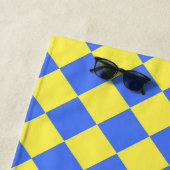 Blaues gelbes Schachbrett Diamantmuster Strandtuch (Beispiel)
