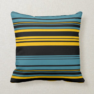 Blaues gelbes schwarzes Retro Kissen