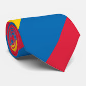 Blaues Gelbes und Rot Striped Krawatte (Gerollt)