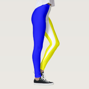 Blaues Gelbes und Weiß Vertikal-Gestreift Leggings